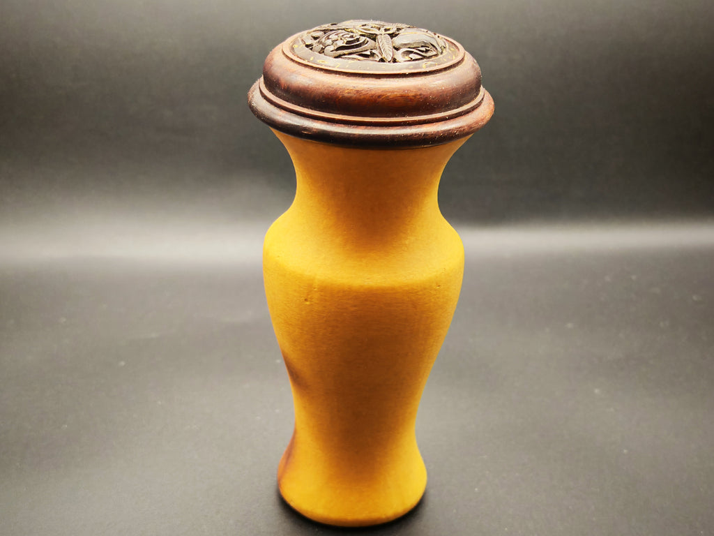 Marrakech Craft — Cricket Vessel, Standing Form, Wenge & Fu-Lu-Shou