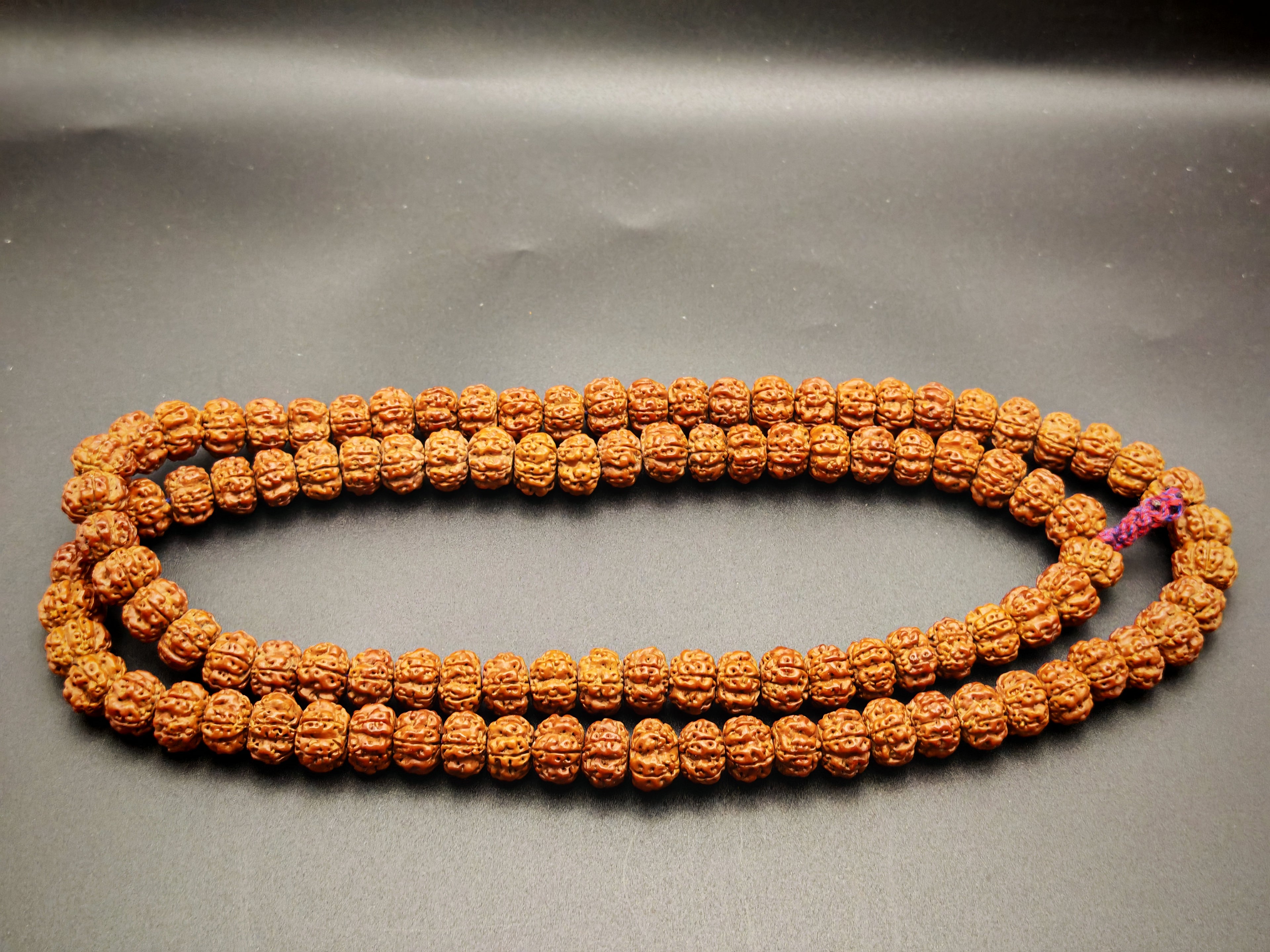 Nepal — Rudraksha Mala, 108 Beads, Pumpkin-Cut