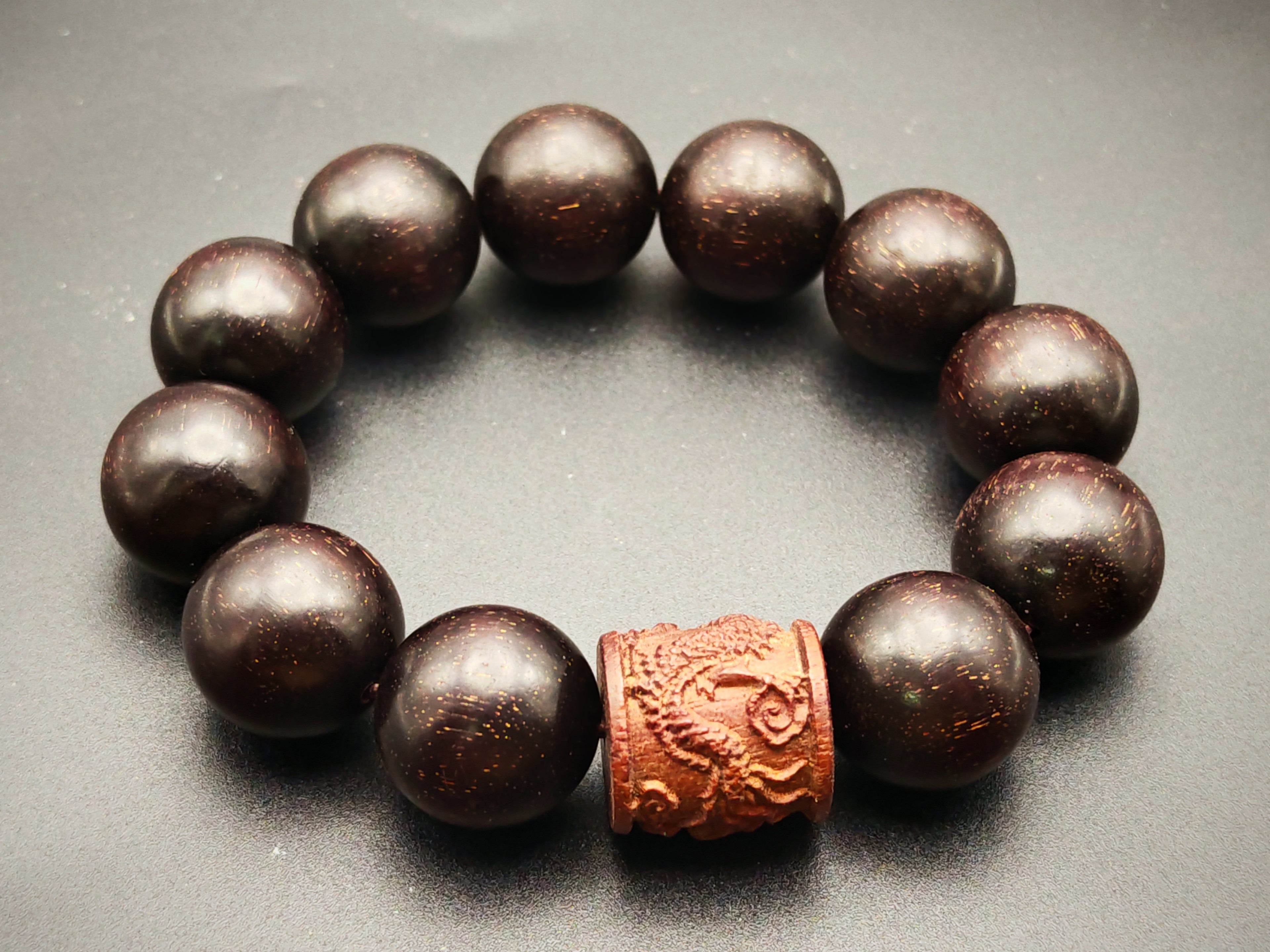 India — Pterocarpus Santalinus Bracelet, Furniture Grade, Gold Fleck