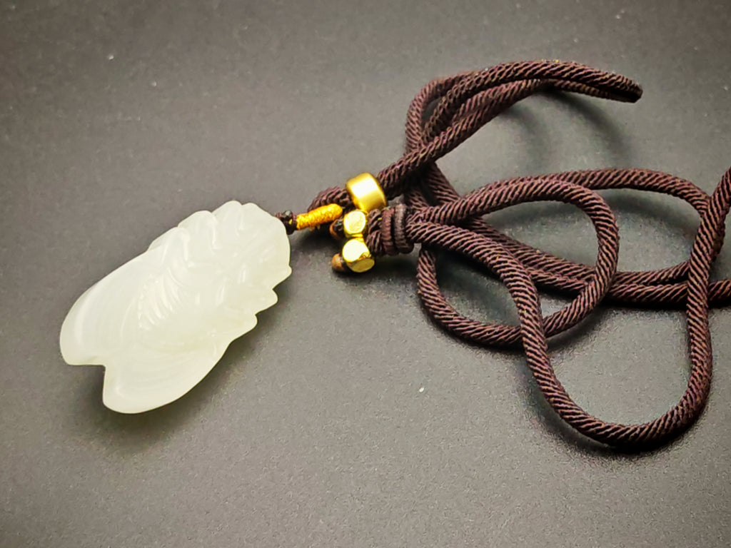 Xinjiang — Hetian White Jade Cicada Pendant, First Cry