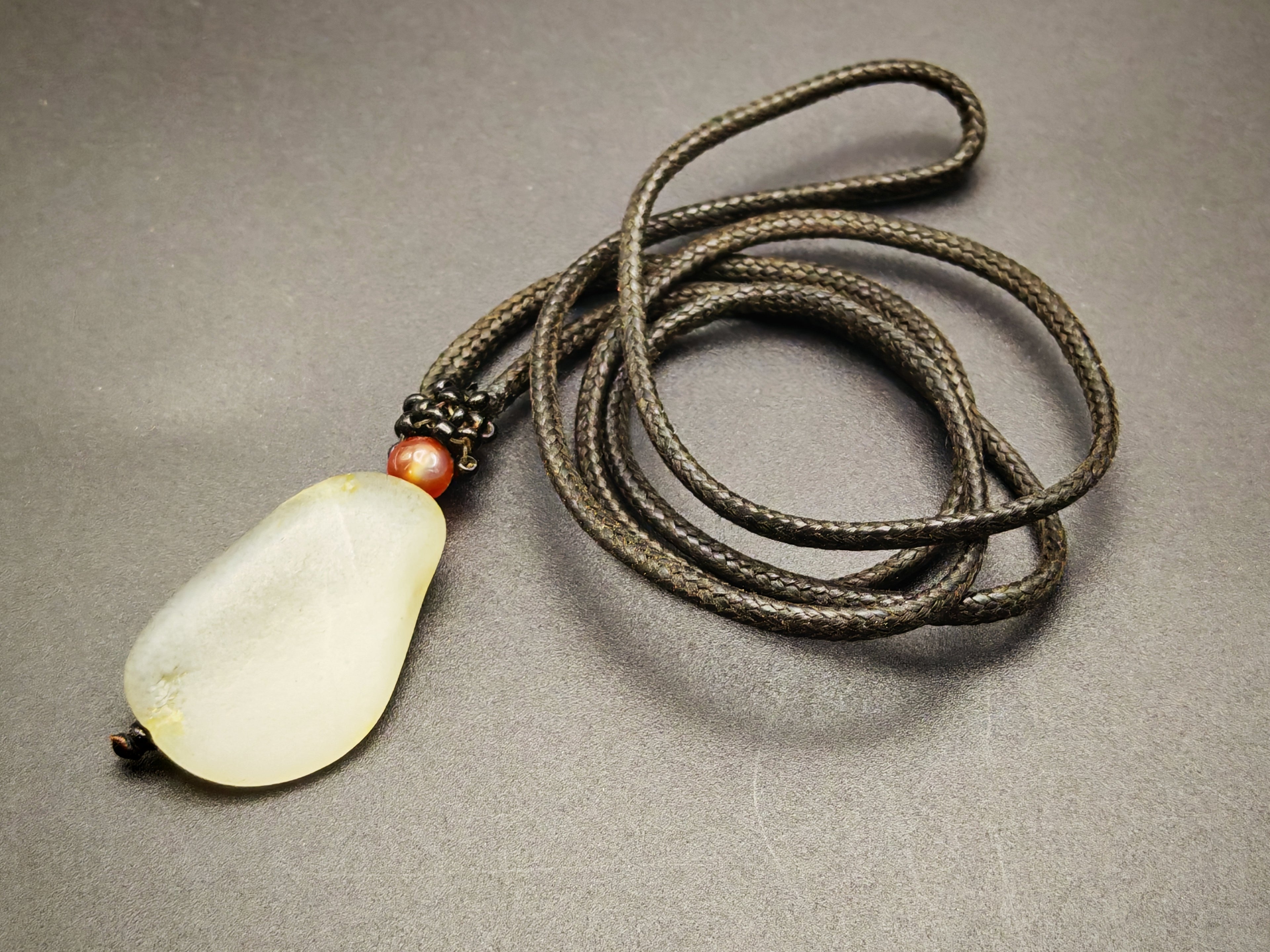 Xinjiang — Hetian Qinghua Seed Jade Pendant, Ink Wash
