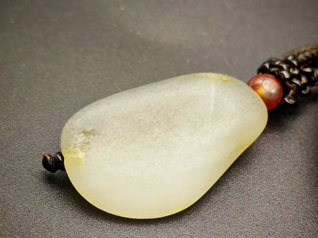 Xinjiang — Hetian Qinghua Seed Jade Pendant, Ink Wash